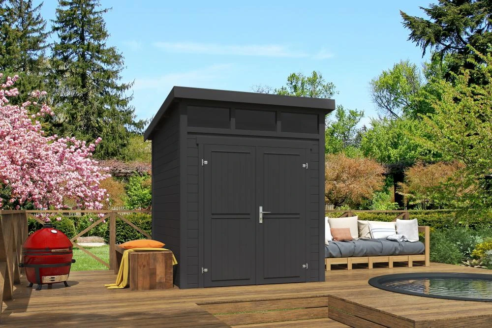 Outdoor Life Blokhut Kibo 1 Carbon Grey 200 x 200 cm - Afbeelding 1